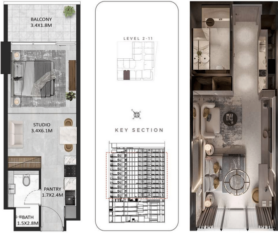 Studio Apartment Floor Plan